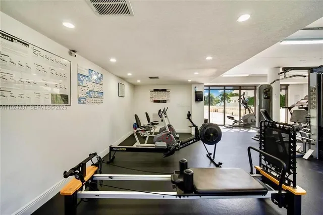 a room with gym equipment