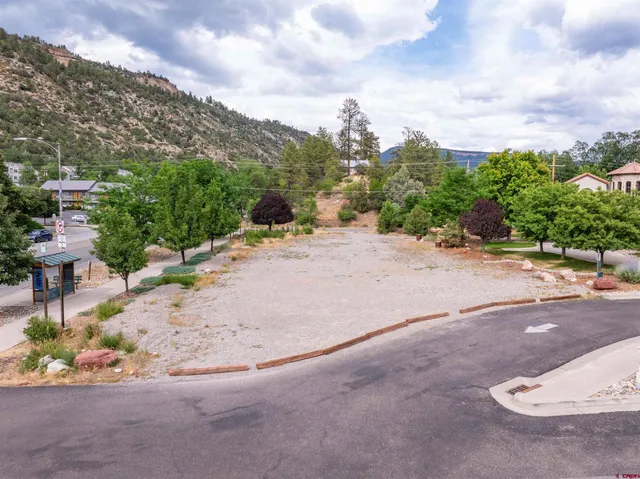 a view of a dry yard with wooden fence