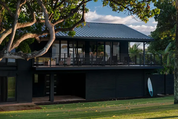 a house view with a swimming pool