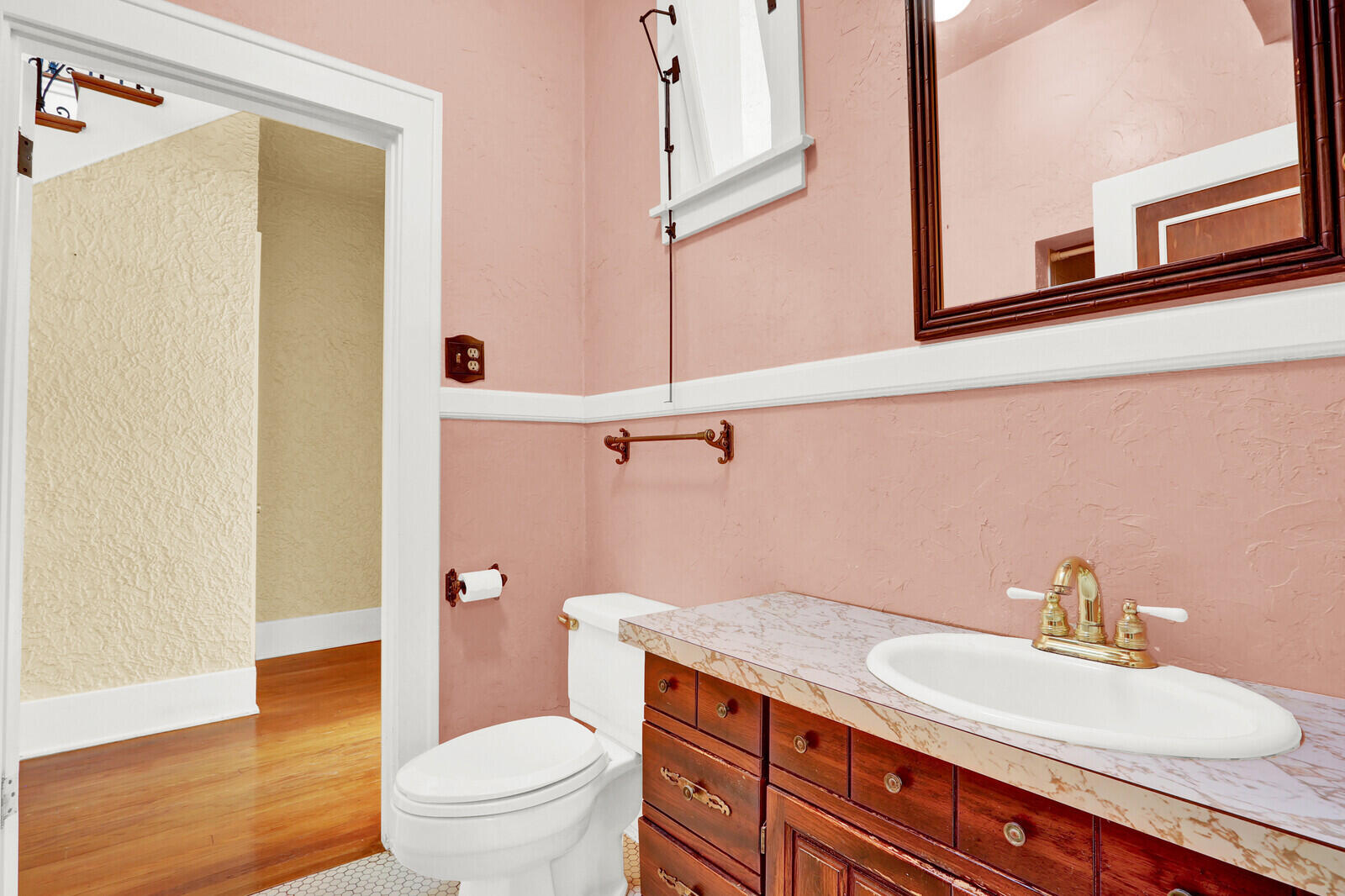 322 Westminster Road West Palm Beach, FL 33405 - Photo 28 of 68 a bathroom with a granite countertop sink toilet and shower