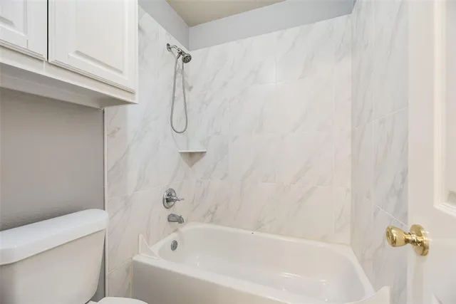 a bathroom with a bathtub