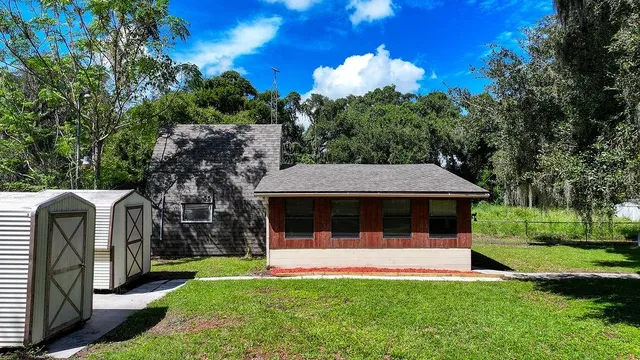 a house view with a garden space
