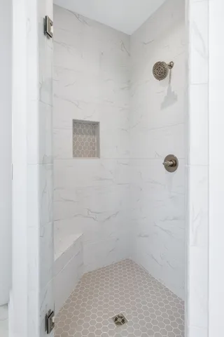 a bathroom with a shower