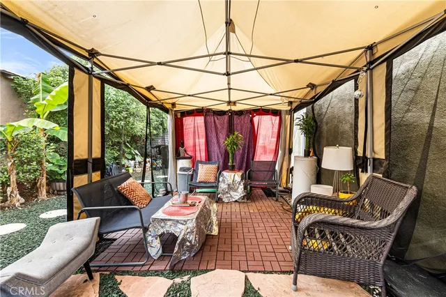 a outdoor living space with furniture