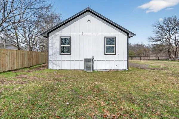 a view of backyard of house