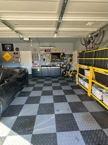 a view of a garage with stuff