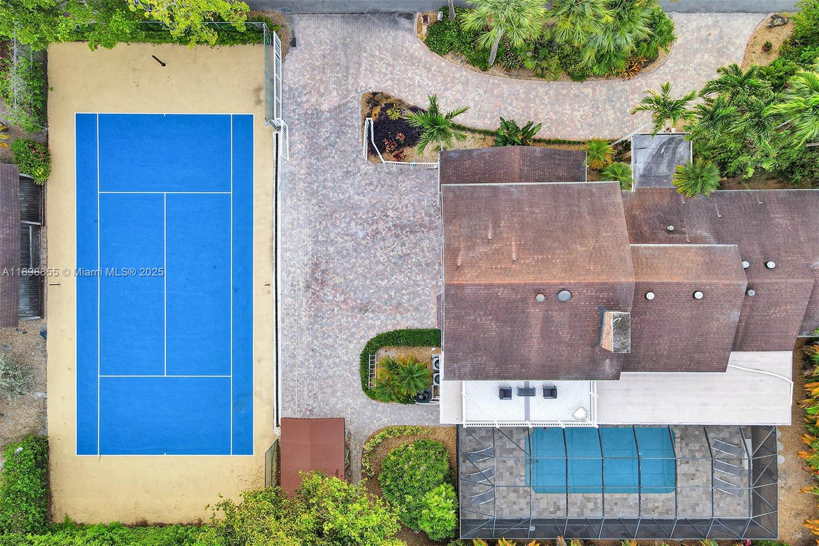 an aerial view of a house