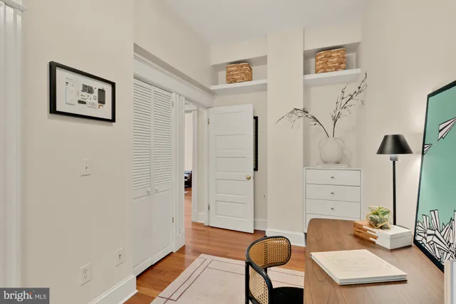 a view of a balcony with a couple of water fountain