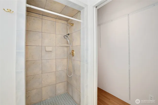 a bathroom with a shower