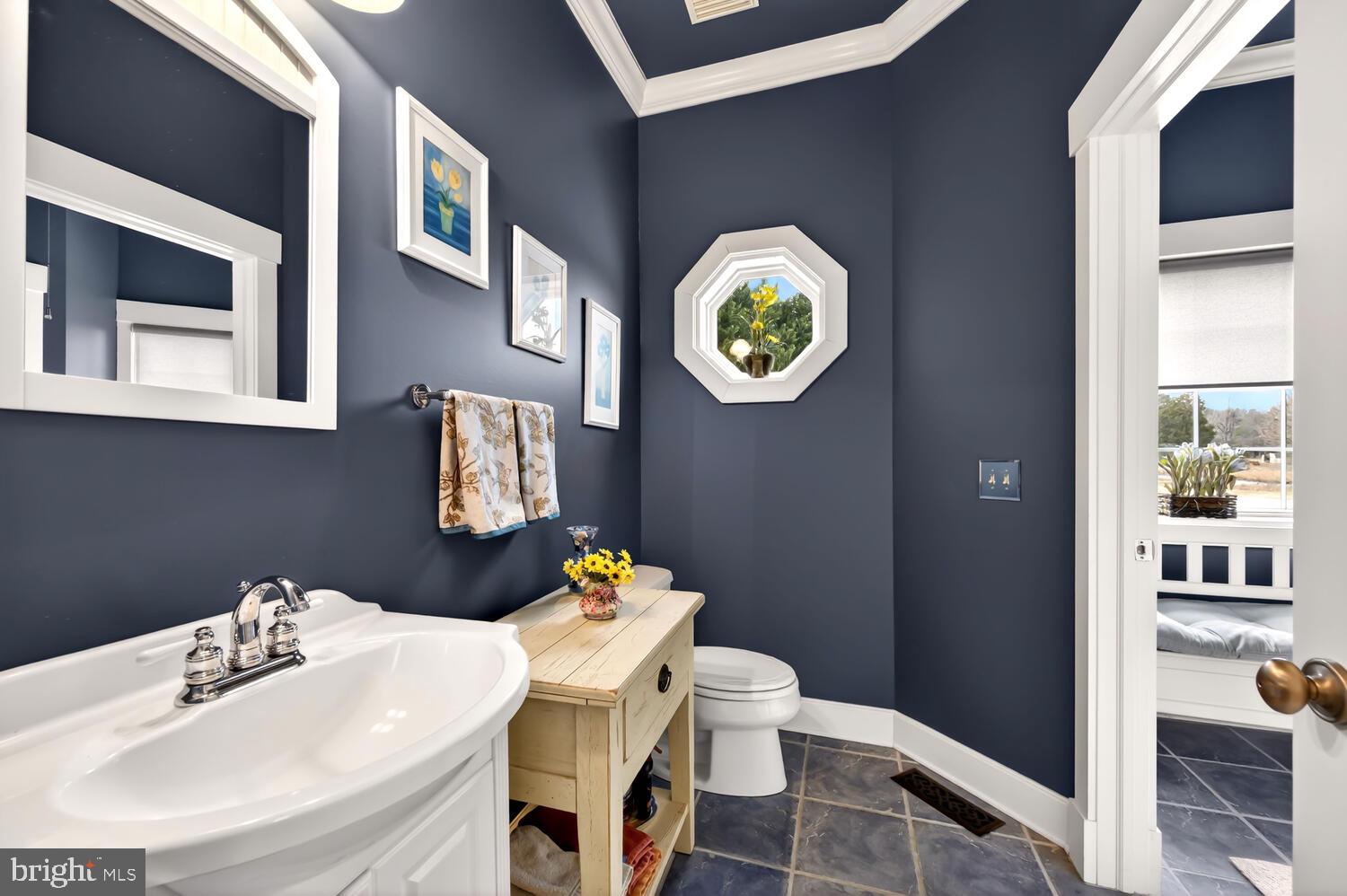 7605 Pendleton Farm Road Easton, MD 21601 - Photo 39 of 62 a bathroom with a sink and a mirror with toilet