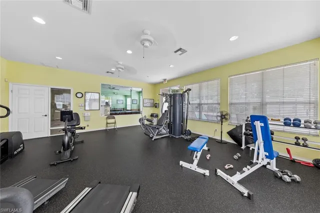 a view of a room with gym equipment