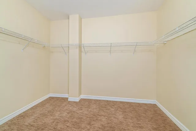 a view of an empty walk in closet