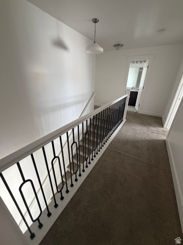 878 West Mckenna Road Bluffdale, UT 84065 - Photo 11 of 11 Stairway featuring modern black wrought iron balusters and white handrail