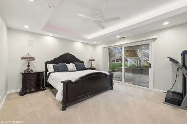 a bedroom with a bed and a walk in closet