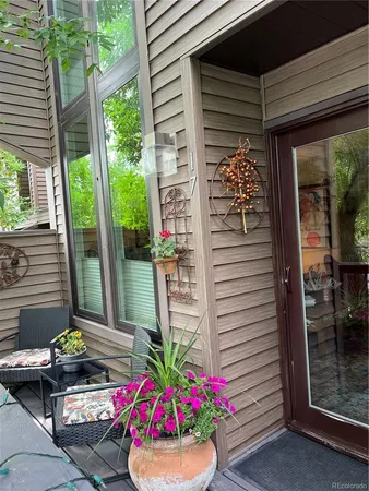 a front view of a house with patio