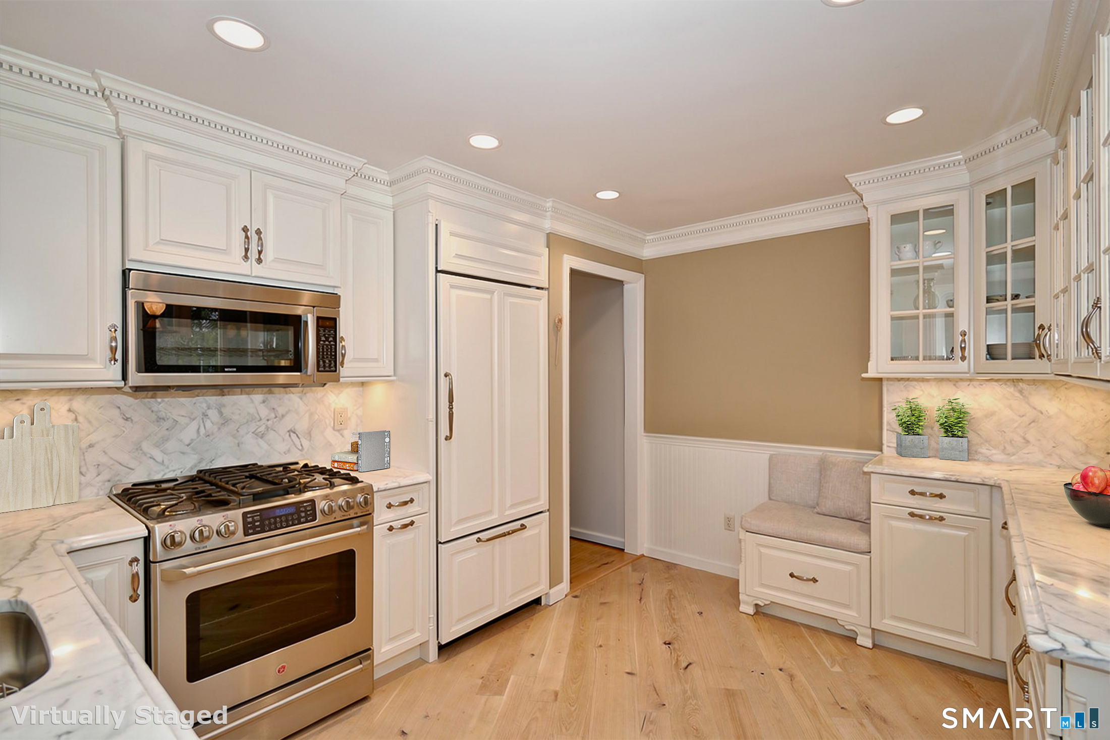 463 North Salem Road Ridgefield, CT 06877 - Photo 15 of 40 a kitchen with stainless steel appliances white cabinets and a stove top oven