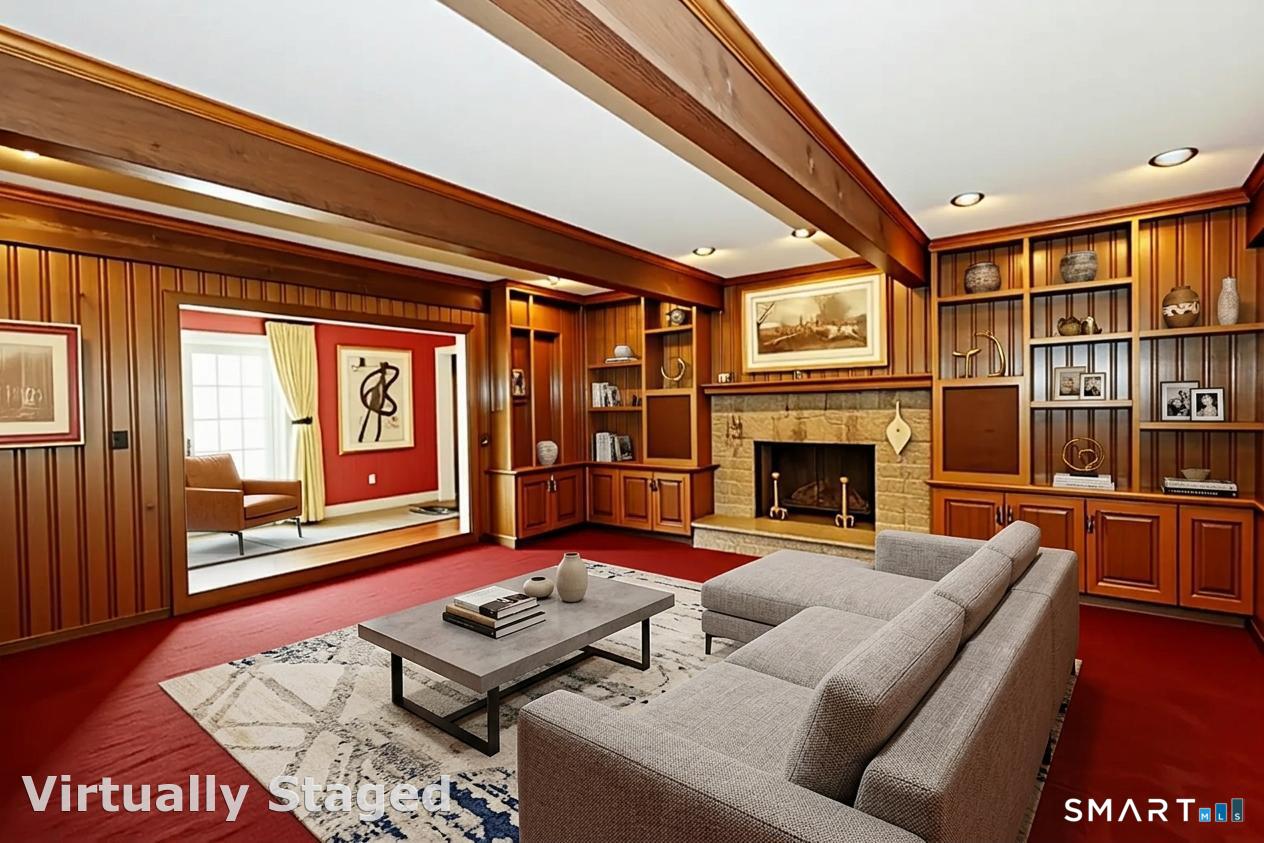 463 North Salem Road Ridgefield, CT 06877 - Photo 17 of 40 a living room with furniture a rug and a fireplace