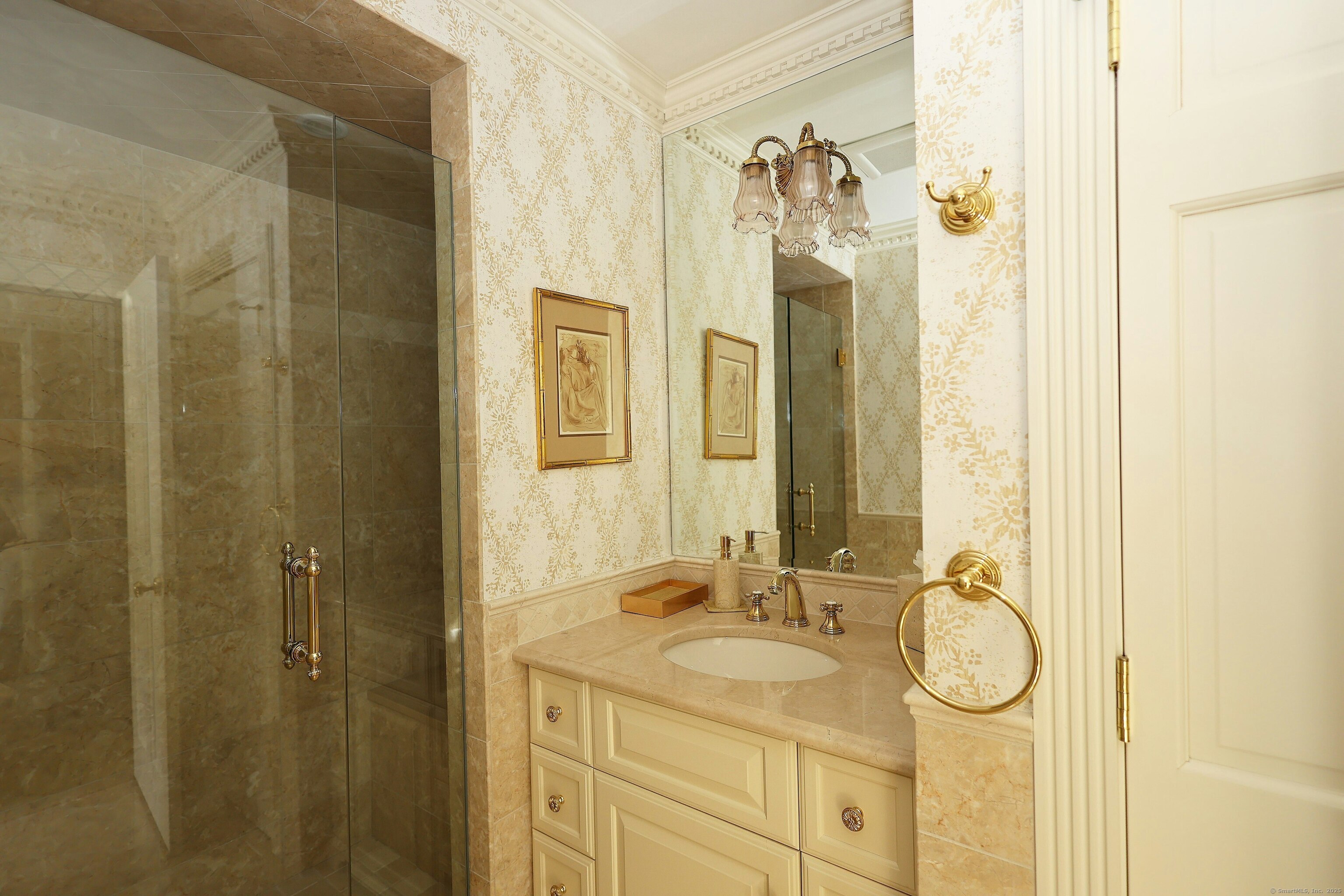 463 North Salem Road Ridgefield, CT 06877 - Photo 29 of 40 a bathroom with a granite countertop sink and a mirror