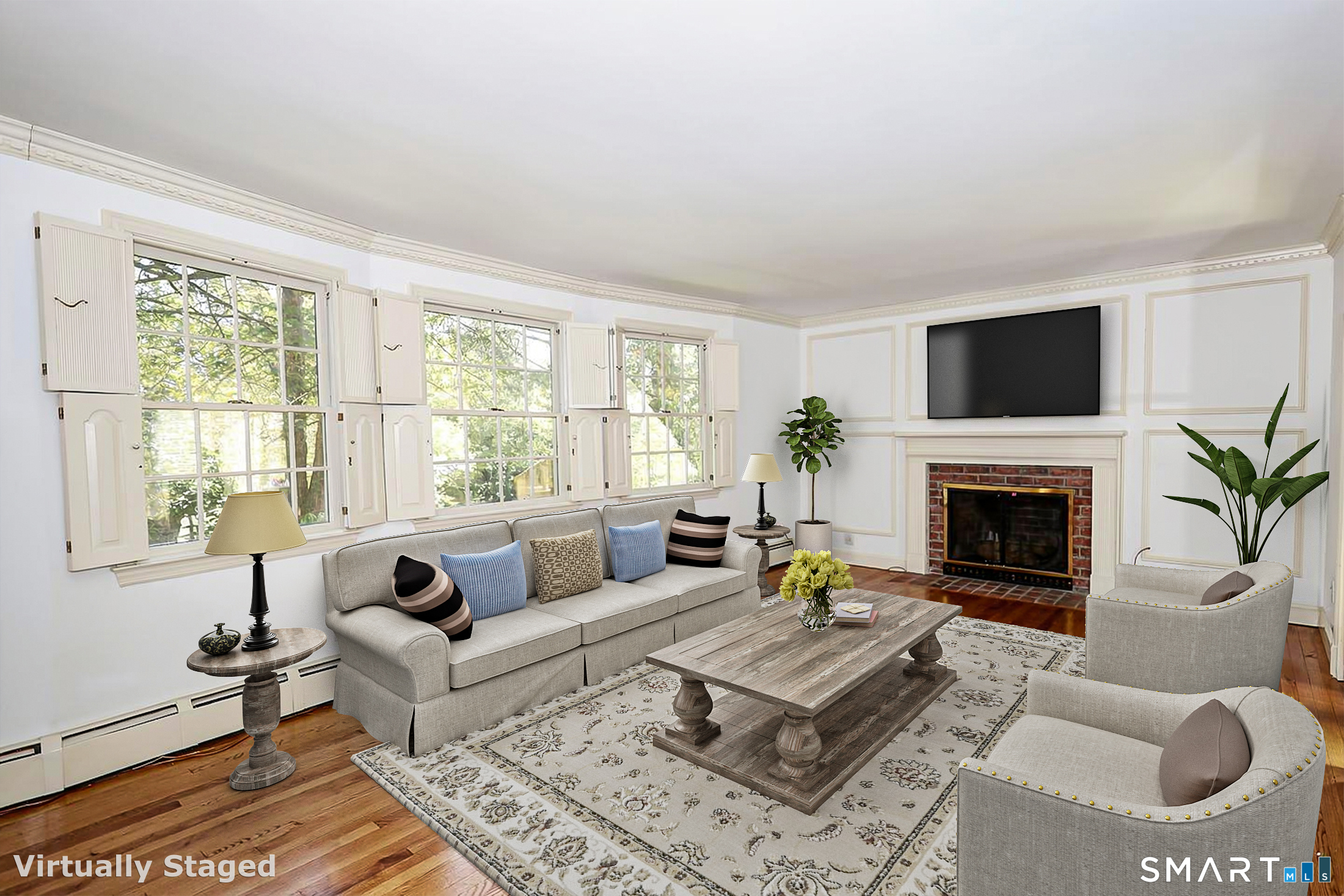 463 North Salem Road Ridgefield, CT 06877 - Photo 8 of 40 a living room with furniture a rug a window and a fireplace