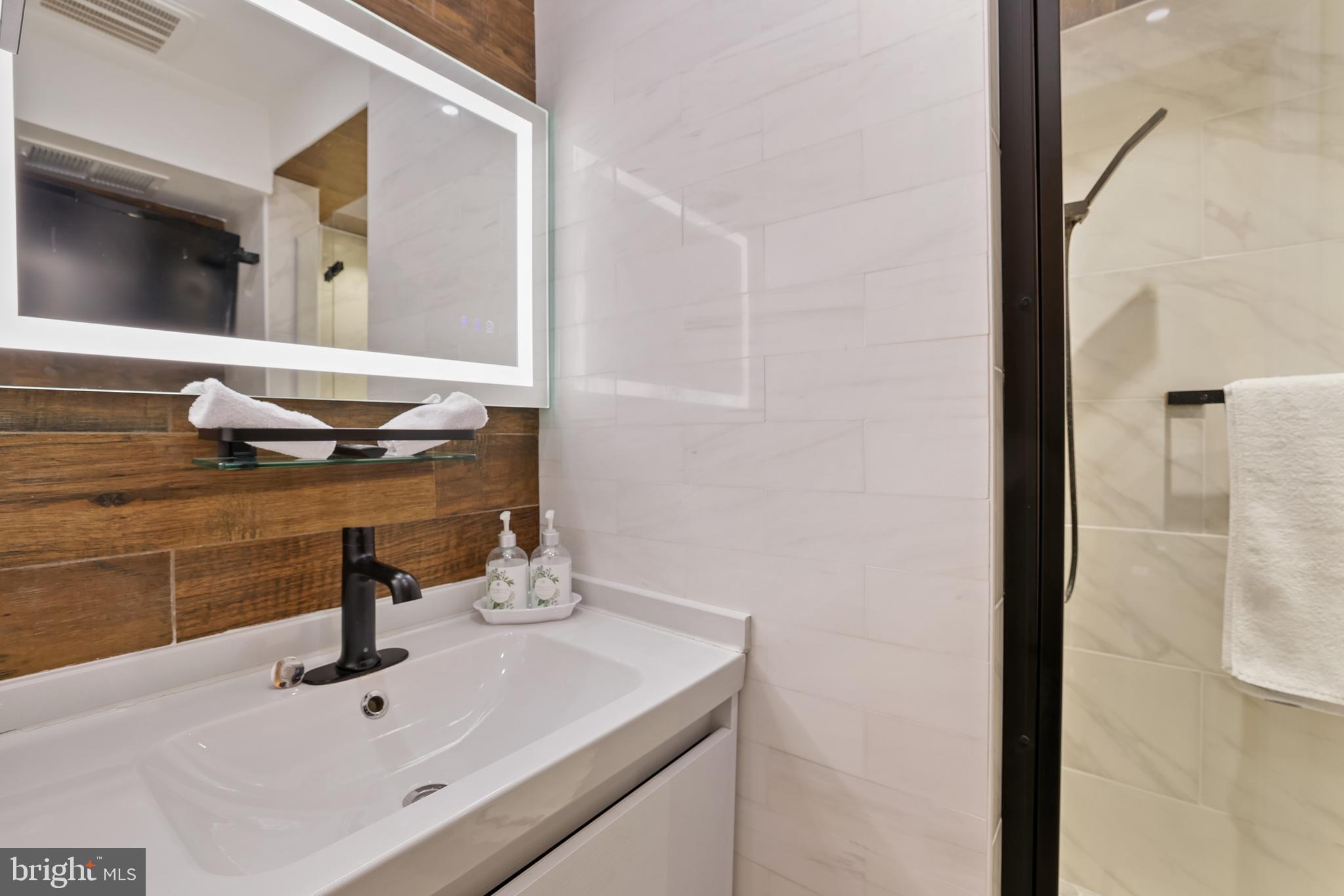 1233 Potomac Street Northwest Washington, DC 20007 - Photo 22 of 26 a bathroom with a sink and a mirror