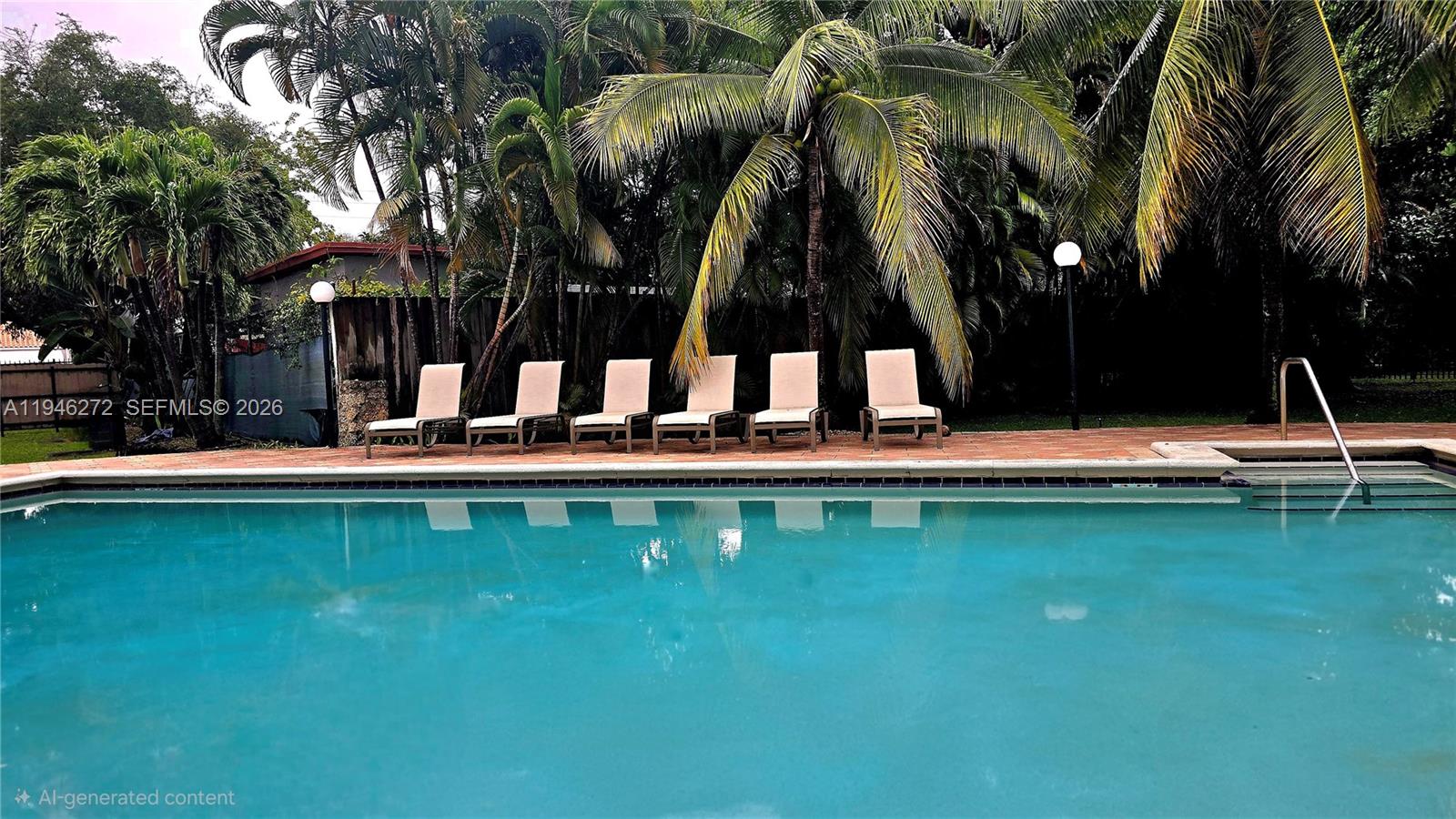2150 Southwest 16th Avenue, Unit 206 Miami, FL 33145 - Photo 24 of 40 a view of swimming pool with a lawn chairs and palm trees