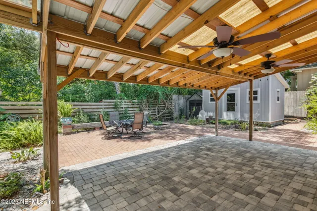a view of a outdoor space with a patio