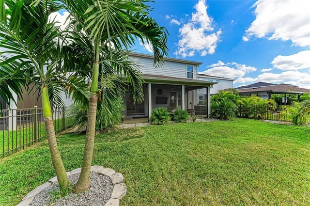 an aerial view of a swimming pool
