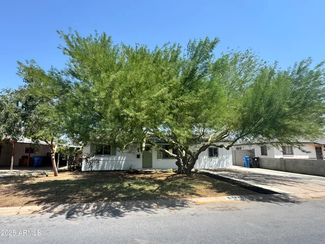a view of a tree in front of a house