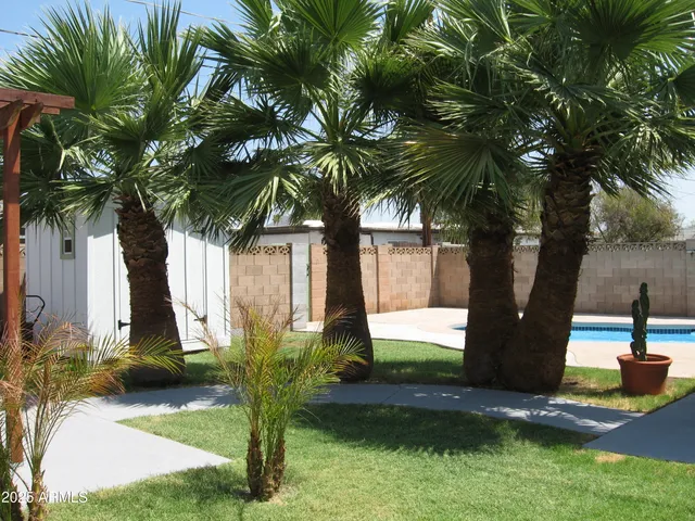 a house view with a swimming pool