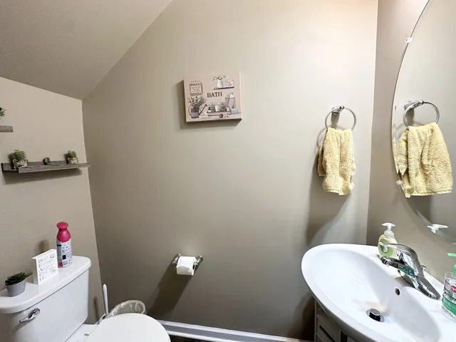 a bathroom with a toilet a sink and mirror