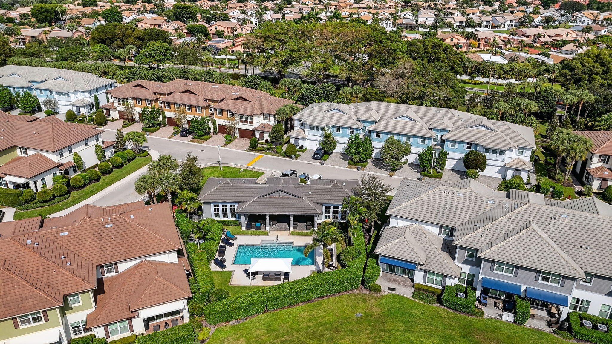 6675 Quiet Wave Trail Boca Raton, FL 33433 - Photo 63 of 65 an aerial view of house with swimming pool outdoor seating and yard