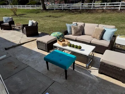 a living room with furniture