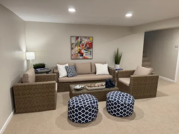 a living room with furniture