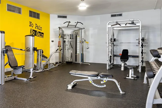 a room with gym equipment