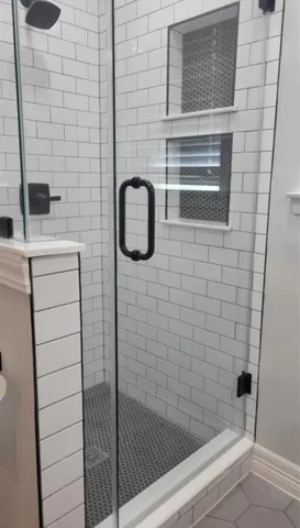 a bathroom with a shower
