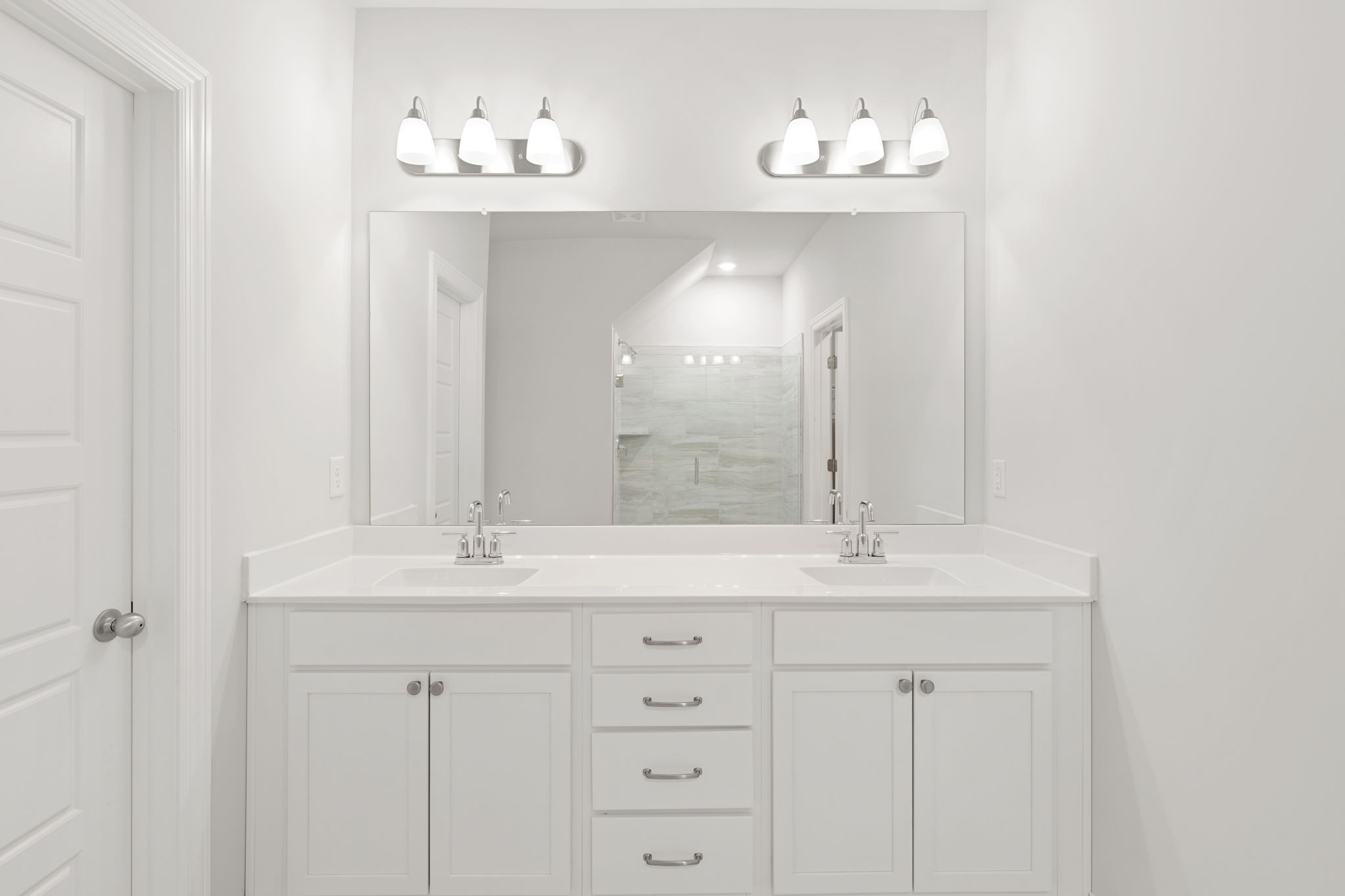 2420 Audubon Lane Murfreesboro, TN 37128 - Photo 16 of 37 a bathroom with a double vanity sink and a mirror