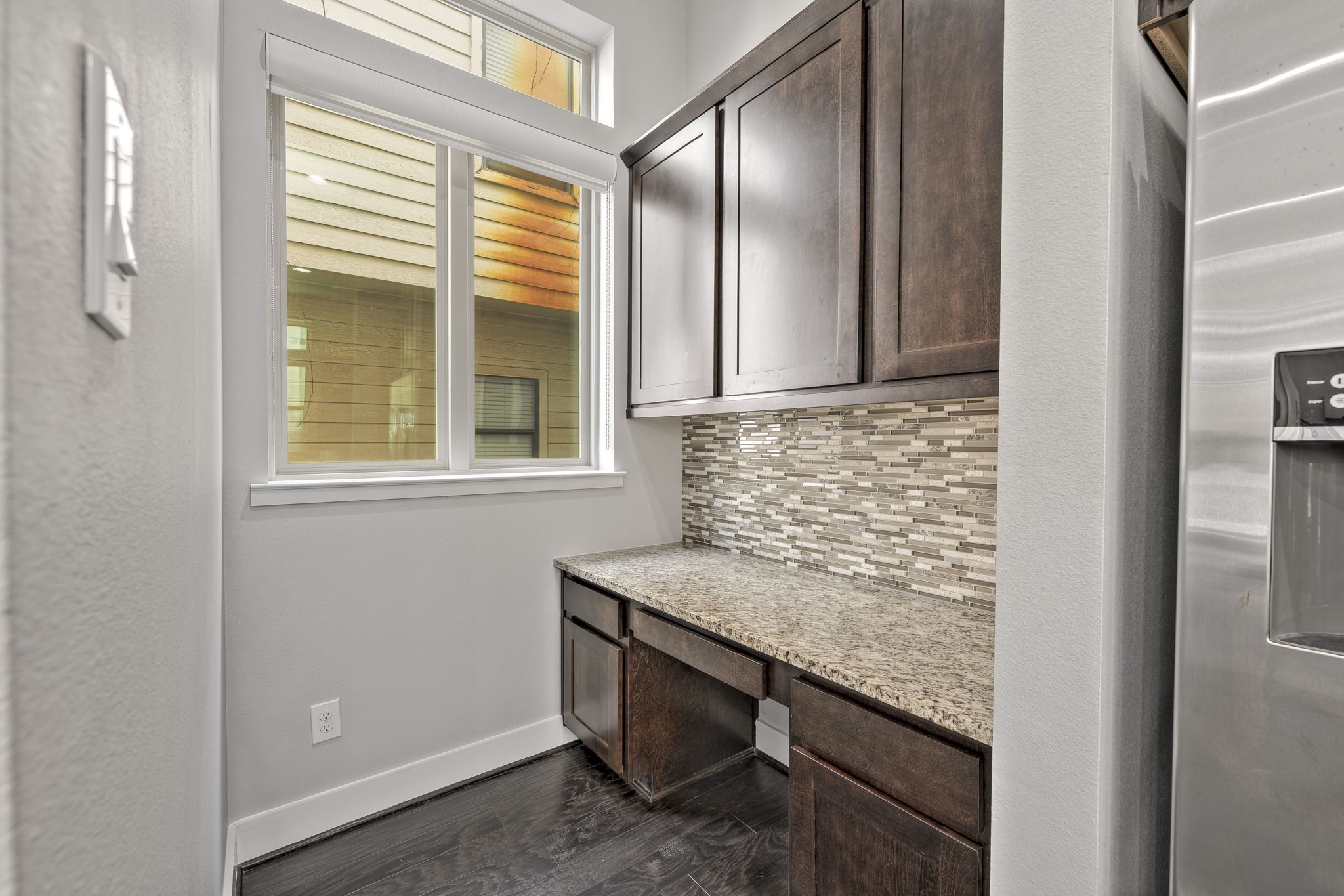 4408 Eli Street, Unit C Houston, TX 77007 - Photo 14 of 48 a bathroom with a granite countertop sink and a mirror