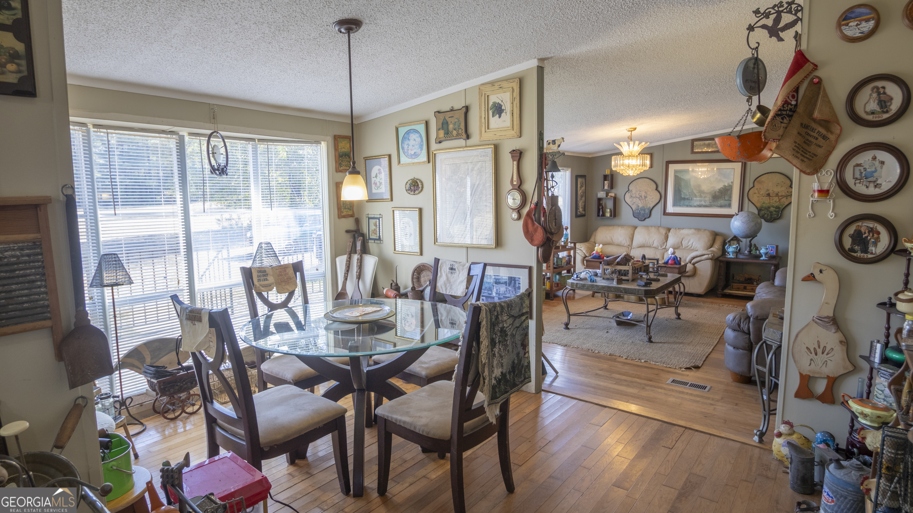 2717 Mount Pilgrim Road Greenville, GA 30222 - Photo 7 of 65 a view of a dining room and livingroom with furniture wooden floor and a rug