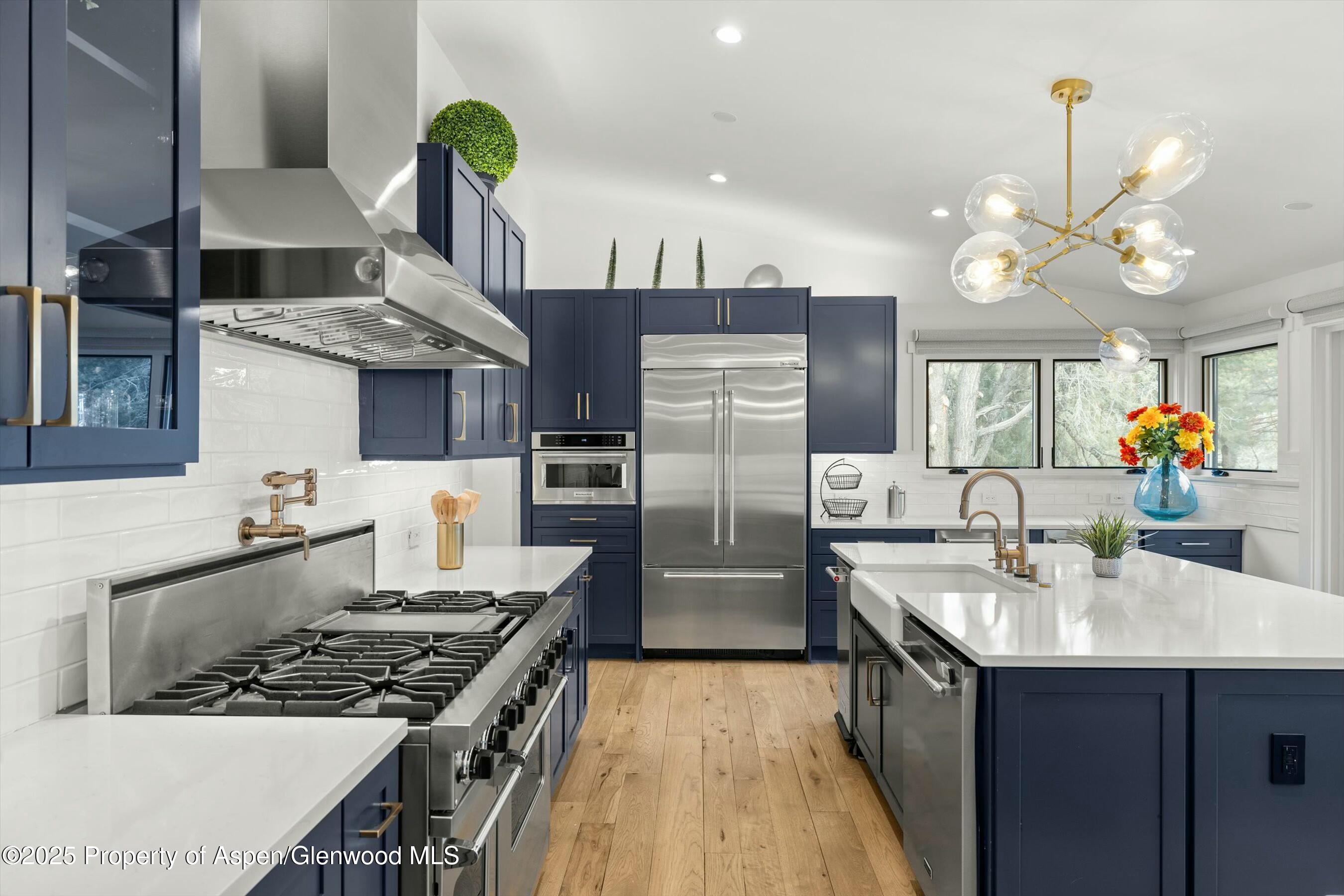 1631 Emma Spur Basalt, CO 81621 - Photo 12 of 52 a kitchen with stainless steel appliances granite countertop a sink a stove and a refrigerator