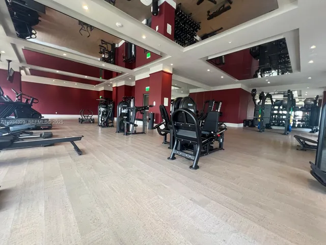 a view of a room with gym equipment