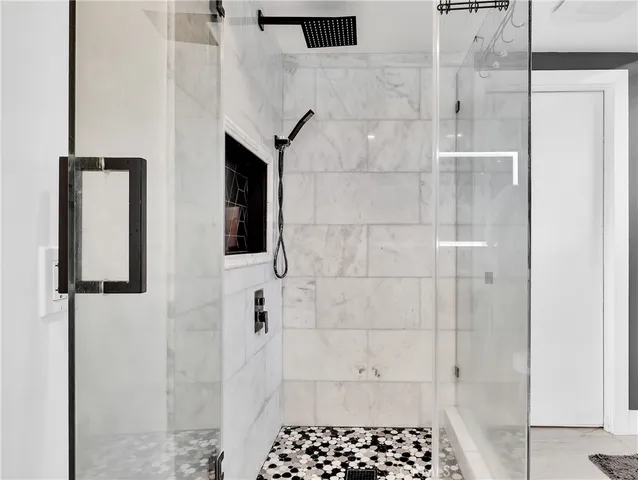 a bathroom with a shower