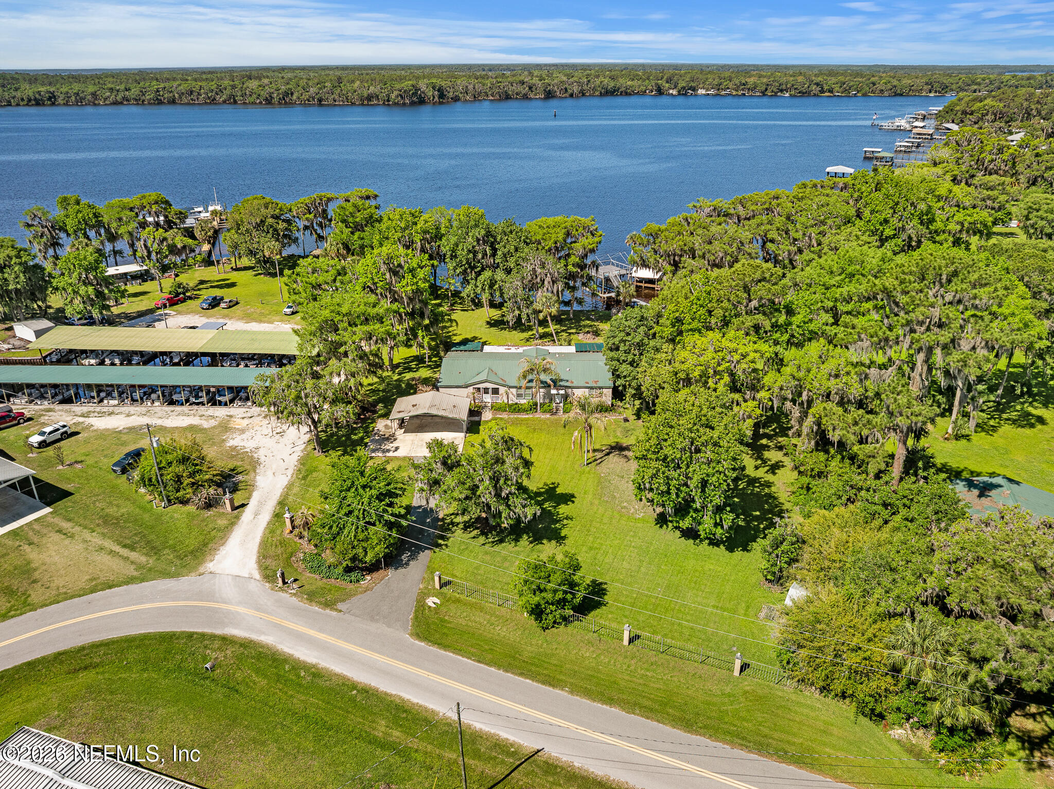 a view of a lake with outdoor space