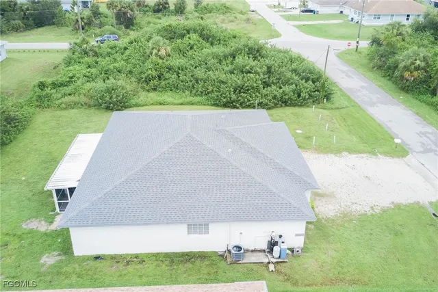 an aerial view of a house