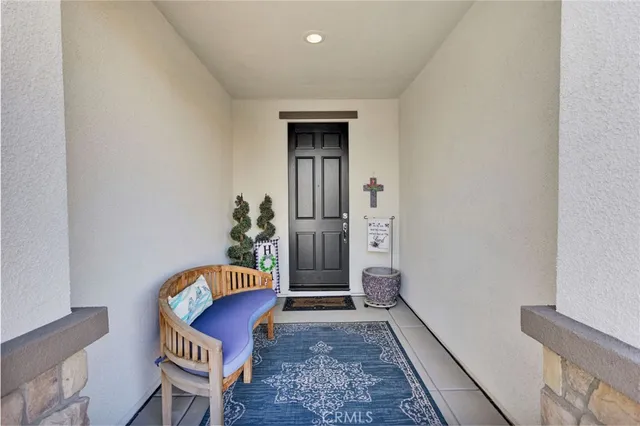 a stairs and a table in a room