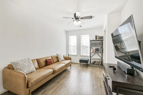 a living room with furniture
