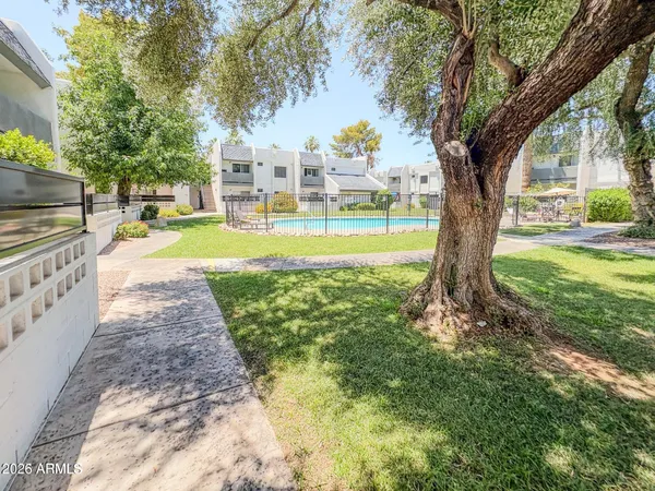 a view of a backyard with flowers