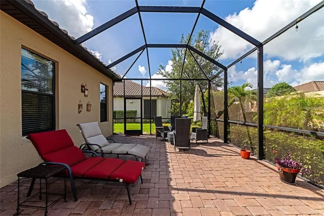 a view of outdoor space with seating