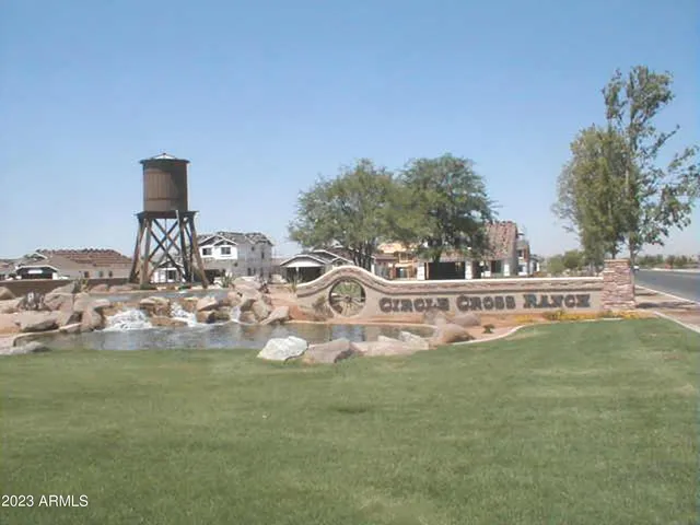 a view of a lake with a big yard