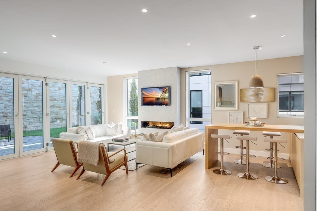 75 Westbourne Terrace, Unit 75 Brookline, MA 02446 - Photo 4 of 31 a living room with furniture a large window and a flat screen tv