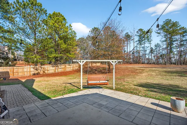 a view of an outdoor space and swimming pool